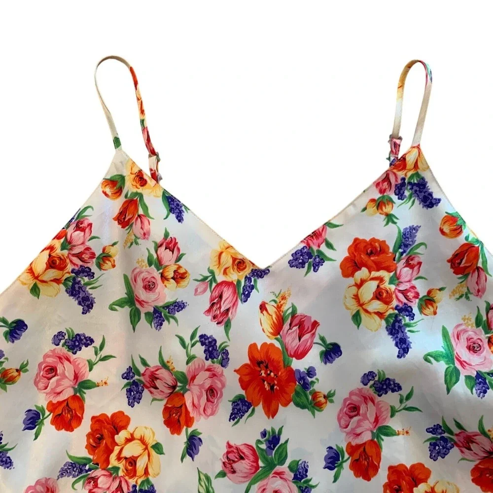 Intimates by LCA Floral Slip Dress V Neck Sleeveless Lingerie Medium